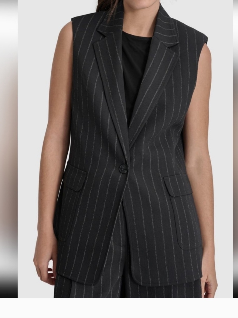 DKNY Black Pinstripe Women's Suit Vest